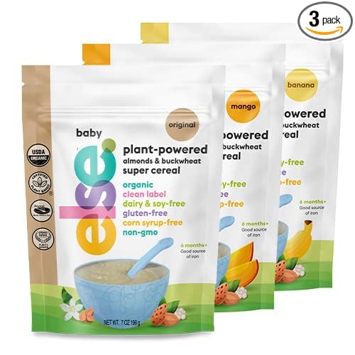 Else Nutrition Super Cereal For Babies 6 mo+, Made With Real Whole Plants for a Nutritionally Balanced meal, with gluten free carbs and plant protein (Variety, 3 Pack)