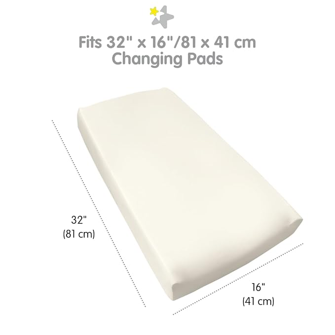 BreathableBaby Waterproof Cover, for 32" x 16"/81 x 41 cm Changing Pad, Ecru (2-Pack)