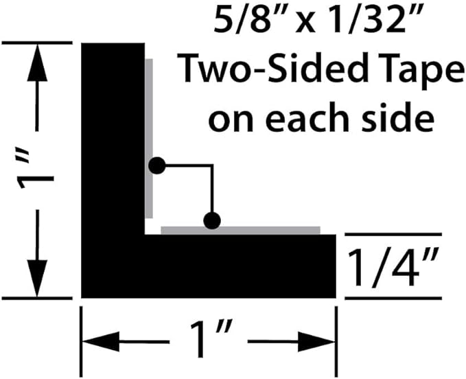 Outwater White 1" X 1" Styrene Angle with Adhesive on Both Sides, 4FT, Wall Corner Protector