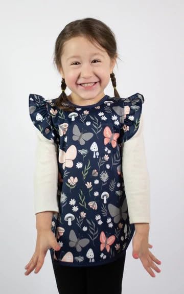 BapronBaby Flutter Butterfly Garden Bapron - No Neck Tie Safer Bib for Baby & Toddler - Soft Waterproof Stain Resistant - Machine Washable - Sz Baby/Toddler 6m-3T