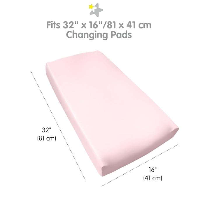 BreathableBaby Waterproof Cover, for 32" x 16"/81 x 41 cm Changing Pad, Light Pink (2-Pack)