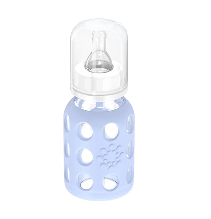 Lifefactory Glass Baby Bottle BPA Free | Protective Silicone Sleeve | 4 oz Pack of 2 | Blanket
