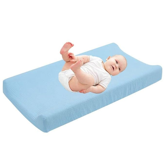 Cotton Changing Pad Cover,Unisex Diaper Change Table Sheet Ultra Soft Diaper Change Table Pad Cover Washable Changing Pad Sheets for Newborn,32in x 16in x 5in,Blue
