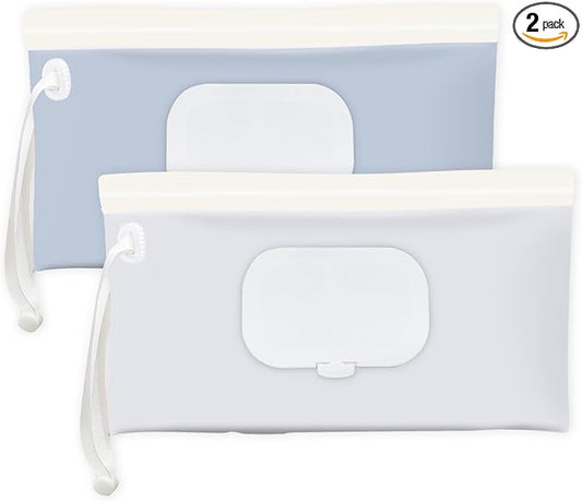 cephira Baby wipes dispenser，portable baby wipes holder for outdoor, Refillable baby wipes container, on the go wet wipe pouch for travel, resuable wipes dispenser for hiking (Blue)