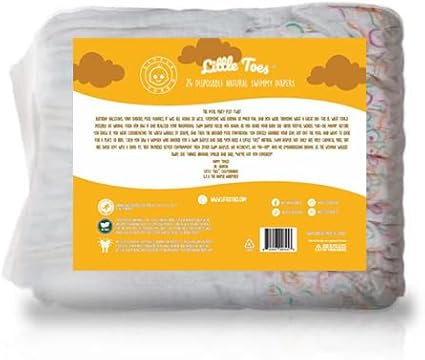 Little Toes Premium Natural Disposable Swim Diapers, Size 3-4 Medium (20-30 lbs) (24 Count) | Baby Disposable Swim Diapers | Hypoallergenic, Chlorine & Fragrance-Free | Gentle on Sensitive Skin