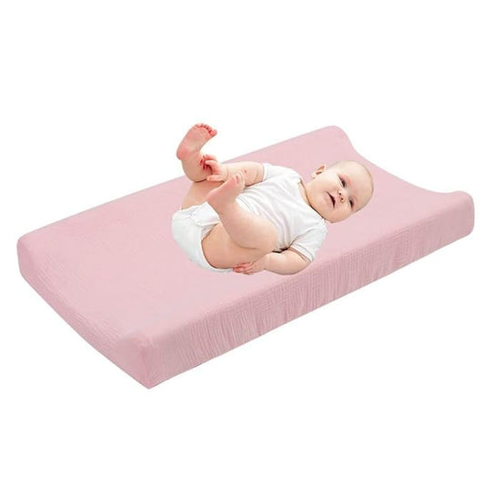 Cotton Changing Pad Cover,Unisex Diaper Change Table Sheet Ultra Soft Diaper Change Table Pad Cover Washable Changing Pad Sheets for Newborn,32in x 16in x 5in,Light Pink