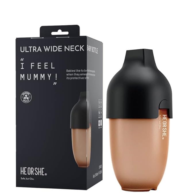Ultra Wide Neck Baby Bottle, 100% Silicon Nipple, Silicon Baby Bottle, Bottles for Breastfeeding Babies, Baby Milk Bottle, Anti Colic Baby Bottles, BPA Free – Premium Quality – Black.