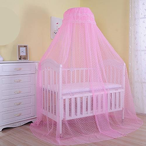 Baby Infant Toddler Bed Dome Cots Mosquito Netting Hanging Bed Net Mosquito Bar Frame Palace-Style Crib Bedding Set (Pink Mosquito Netting Only, Without Stand)