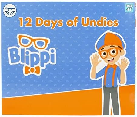 Blippi Boys Exclusive 12-Days Advent Box of Surprise Underwear Pack Makes Potty Training Fun with Stickers, 2/3t, 4t and 5t