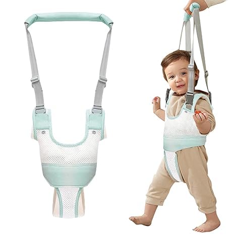 KIYUMI Baby Walking Harness Adjustable Handheld Kids Walker Helper Assistant Belt for Learning Walk Trainer Tool Walking Wing,3D mesh Green