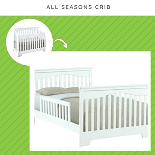 Full-Size Conversion Kit Bed Rails for Young America Convertible Cribs - Solid Wood Rail - Toddler and Adult Bed Rail for Full-Size Beds - Essential Nursery & Baby Furniture (White)