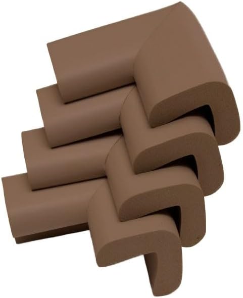 KidKusion Child Safety Corner Cushion | Brown | 12 Pack | Made in USA, Child Safety, Child Proofing Corner Guard, Home Furniture Safety Bumper, Baby Proof Table Protector