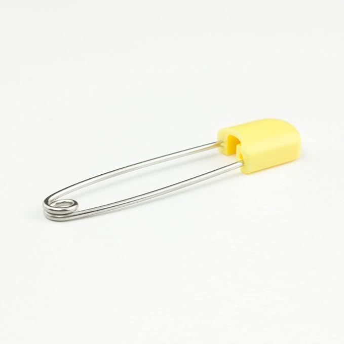OsoCozy Cloth Diaper Nappy Pins 100 Packs - 100 Stainless Steel Safety Pins with Locking Plastic Heads. Durable, Safe and Cute 2.2 Inches Long (Yellow)