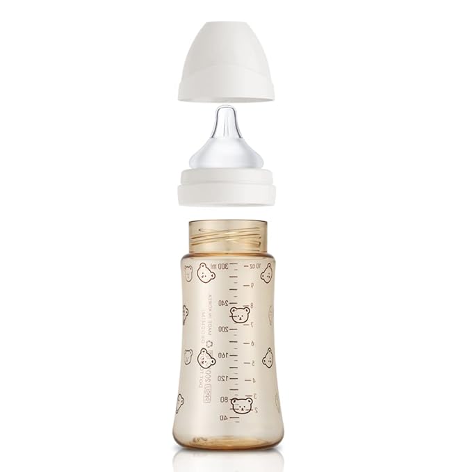 Grosmimi PPSU Baby Bottle, BPA Free (10oz Bear_White)
