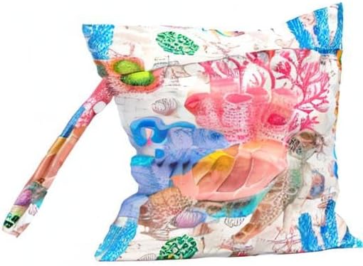 Wet Bag Waterproof Reusable Wet Dry Bag for Beach, Travel, Pool, Gym Bag for Swimsuits, Wet Clothes, Cloth Diapers, Wet Bags for Baby, Sea Turtle Gifts for Women Ocean Animals Coral Reef Decor