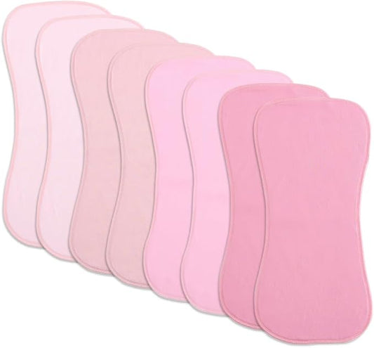 8 Pack Baby Burp Cloths, Unisex for Boys and Girls, Super Absorbent and Soft Towel,Solid Color (pink02)