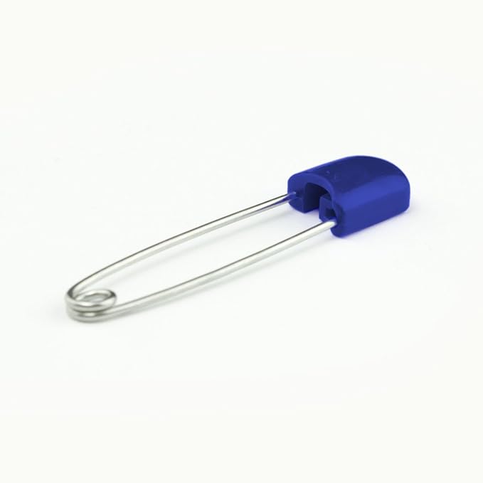 OsoCozy Cloth Diaper Nappy Pins 100 Packs - 100 Stainless Steel Safety Pins with Locking Plastic Heads. Durable, Safe and Cute 2.2 Inches Long (Royal Blue)