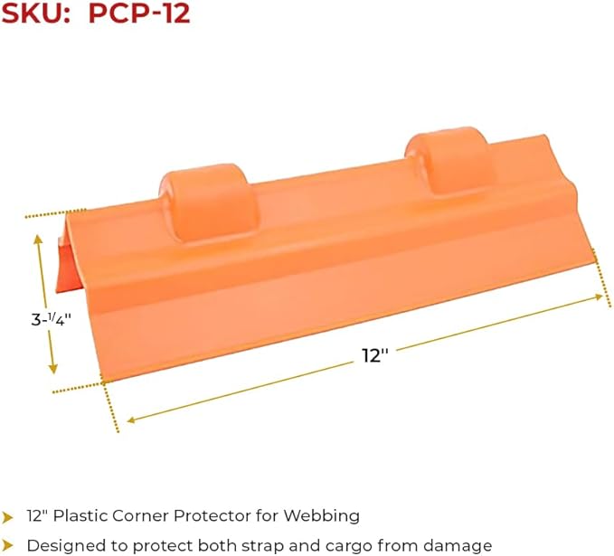 Mytee Products 20 Pack 12" Orange Plastic Flatbed Edge Protector for Cargo Loads & Straps | Plastic Corner Protector Tie Down Webbing Strap Guard for Winch, Ratchet Straps on Flatbed Trailers