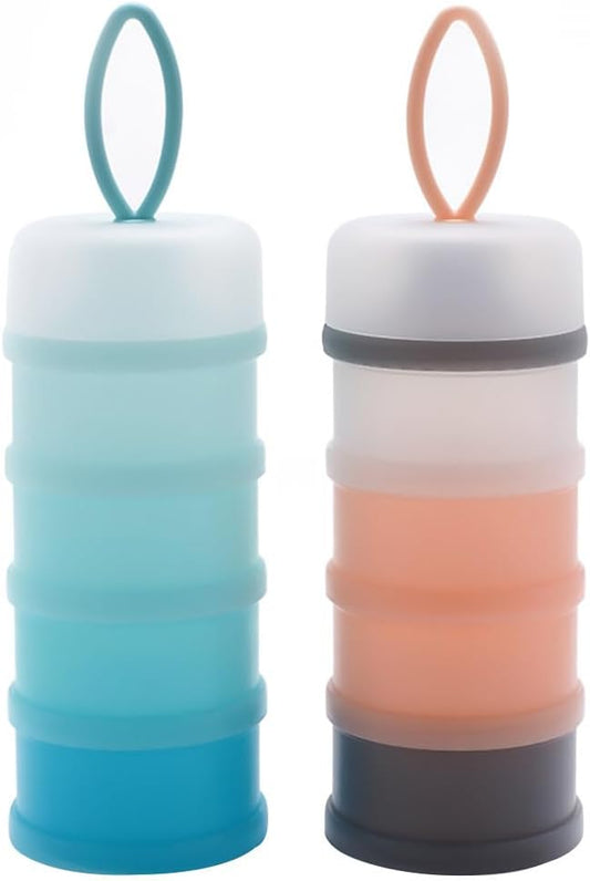 Kisangel Baby Formula Dispenser 2Pcs Portable Milk Powder Storage Box Stackable Travel Container with Detachable Compartments 7.5X3X3 Inches