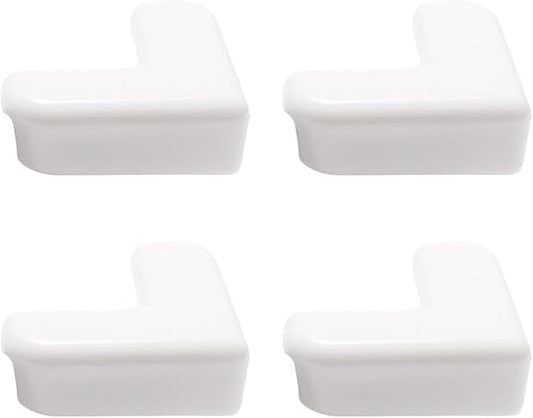 4-Pack White Corner and Edge Protectors - Self-Adhesive Bumpers for Furniture, Desks and Tables, Shock-Absorbing Guards for Home and Office Use