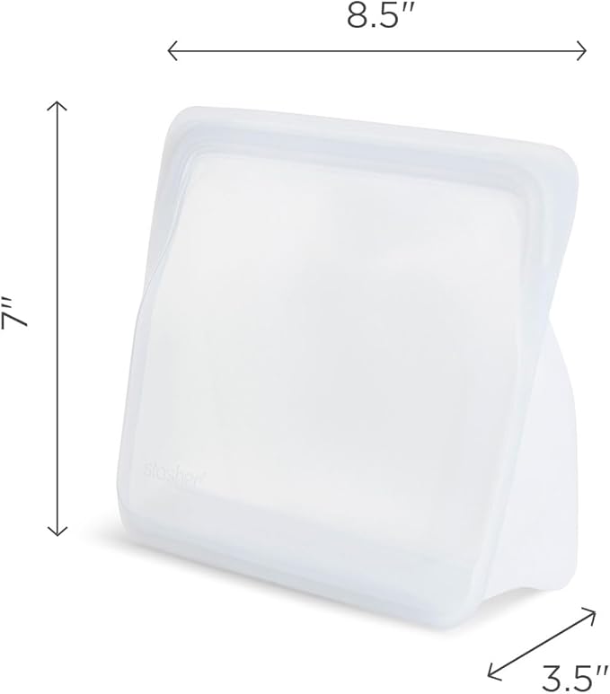 Stasher Platinum Silicone Food Grade Reusable Storage Bag, Clear (Stand-Up Mid) | Reduce Single-Use Plastic | Cook, Store, Sous Vide, or Freeze | Leakproof, Dishwasher-Safe, Eco-friendly | 56 Oz