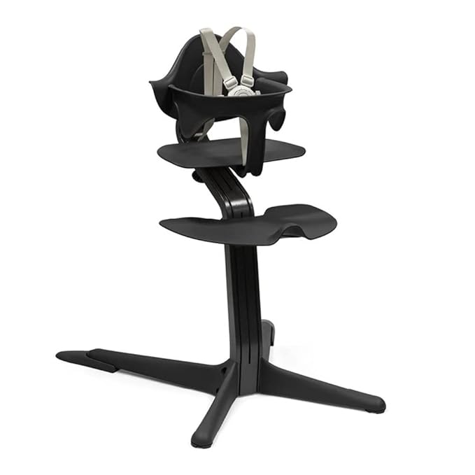 Stokke Nomi High Chair, Black - Inspires Active Sitting - Tool-Free, Seamless Adjustability - Includes Baby Set with Removable Harness for Children 6-24 Months