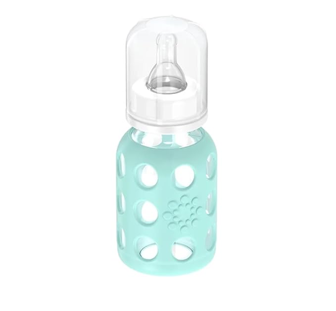 Lifefactory Glass Baby Bottle BPA Free | Protective Silicone Sleeve | 4 oz Pack of 3 | Lavender, Mint, Cantaloupe