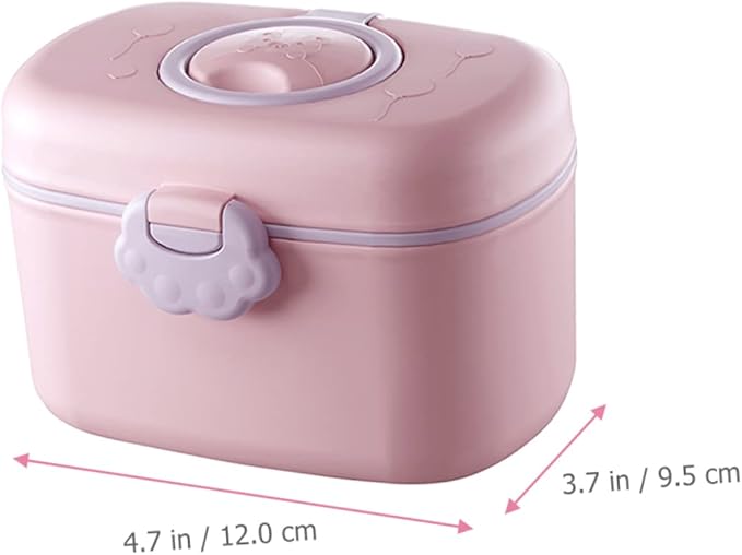 Kisangel 1 Set Baby Formula Dispenser Plastic Formula Container Non-Spill Bowls Powder Travel Handle Lids Dispenser for Food and Storage Fruits,Pink