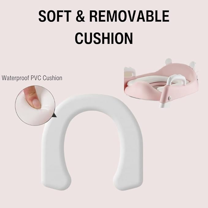 PandaEar Toilet Potty Training Seat with Step Stool Ladder, Comfortable Safe Potty Seat with Anti-Slip Pads Ladder for Kids Boys Girls Toddlers (Pink)