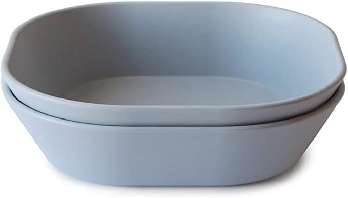 mushie Square Dinnerware Bowls for Kids | Made in Denmark, Set of 2 (Cloud)