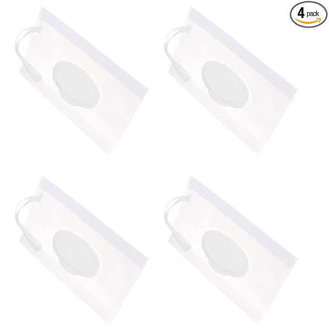 4 Pcs Baby Wipe Case Travel Holder Keeps Wipes Moist Set of Wet Wipes Holders Cases Portable Travel On The Go Refillable Dispenser Container Diaper Wipe Holders Wipes Holders