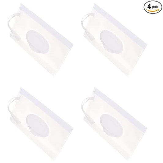 4 Pcs Baby Wipe Case Travel Holder Keeps Wipes Moist Set of Wet Wipes Holders Cases Portable Travel On The Go Refillable Dispenser Container Diaper Wipe Holders Wipes Holders