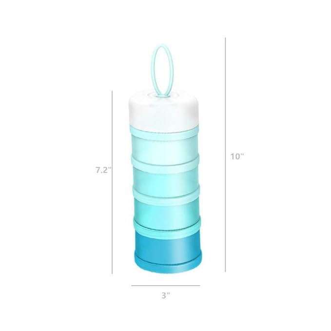 Kaptin Formula Dispenser,Non-Spill Portable Stackable Baby Milk Powder Dispenser,Snack Storage Container,BPA Free,4 Feeds (Blue)