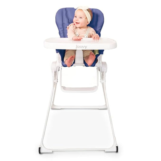 Joovy Nook NB High Chair Featuring Four-Position Adjustable Swing Open Tray, 3-Position Reclining Seat, and Front Wheels for Added Mobility - Folds Down Flat for Easy Storage, Slate