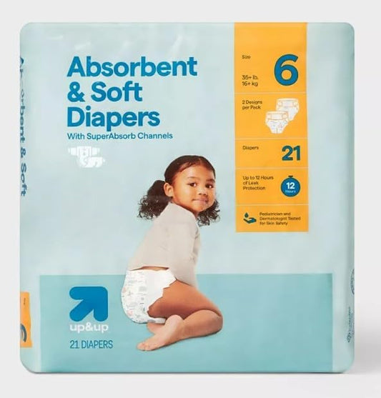 Disposable Diapers - (Size N - 162ct) up&up (Size-6, 21.0, Count)