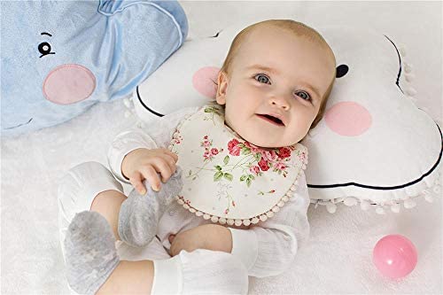 Baby Bib For Girls,Reversible Waterproof Handmade Natural Cotton Baby Drool Bib 0-12 months 4 Pack (floral mult-7, 0-12)