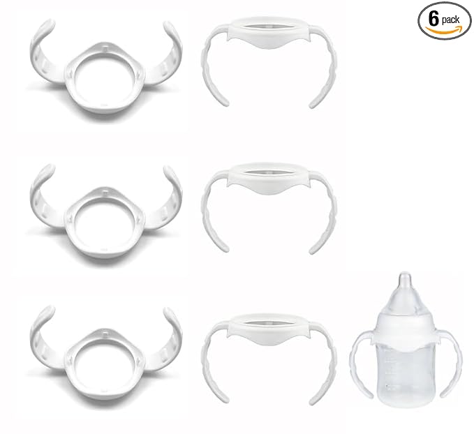 6Pack Baby Bottle Handles for Evenflo Wide Neck 5oz/6oz/9oz Baby Bottle, Ergonomic Non Slip Grip Easy Changing (Only Fit Evenflo Wide Neck Bottle)