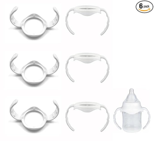 6Pack Baby Bottle Handles for Evenflo Wide Neck 5oz/6oz/9oz Baby Bottle, Ergonomic Non Slip Grip Easy Changing (Only Fit Evenflo Wide Neck Bottle)