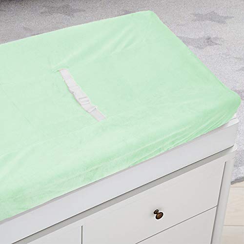 American Baby Company Heavenly Soft Chenille Fitted Contoured Changing Pad Cover, Mint, for Boys and Girls