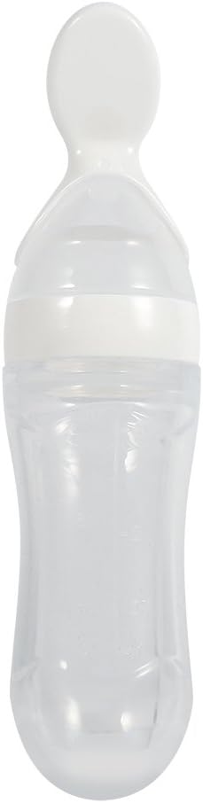 Silicone Spoon Bottle 90ml, 'S Food Supplement Bottle Rice Cereal Spoon for Semifluid Foods Bottle Feeder(white)