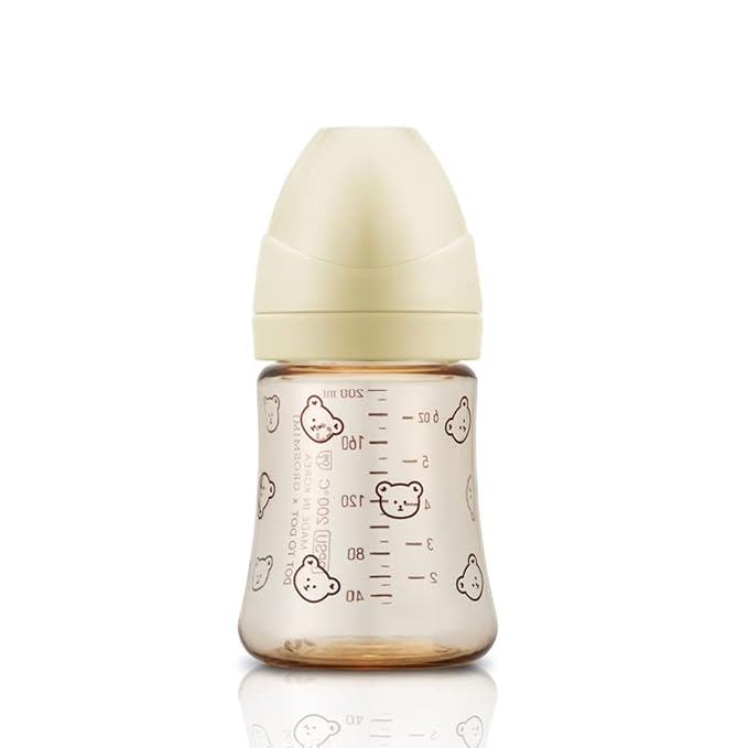 Grosmimi PPSU Baby Bottle, BPA Free (6oz Bear_Pure Gold)