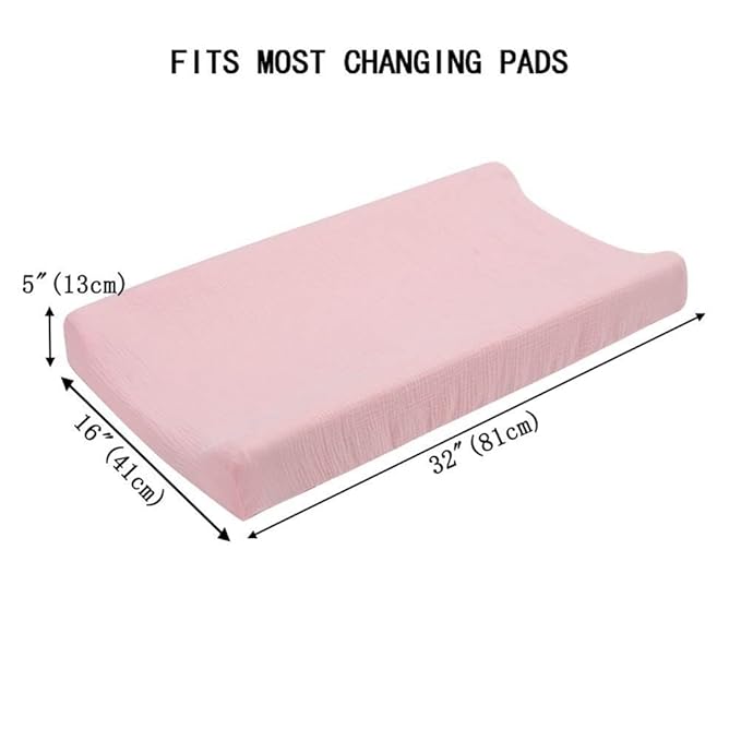 Cotton Changing Pad Cover,Unisex Diaper Change Table Sheet Ultra Soft Diaper Change Table Pad Cover Washable Changing Pad Sheets for Newborn,32in x 16in x 5in,Light Pink
