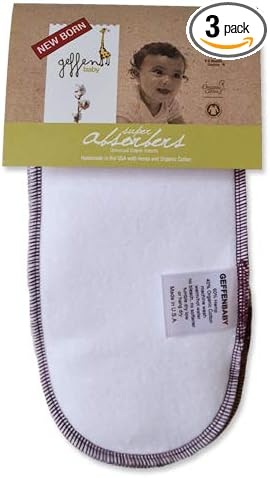 Geffen Baby Newborn Super Absorbers Cloth Diaper Inserts - 3 Pack | 5-Layer Reusable Booster Pads for Heavy Wetters, Overnight Diapering, and Naps | Slim Fit for Newborns