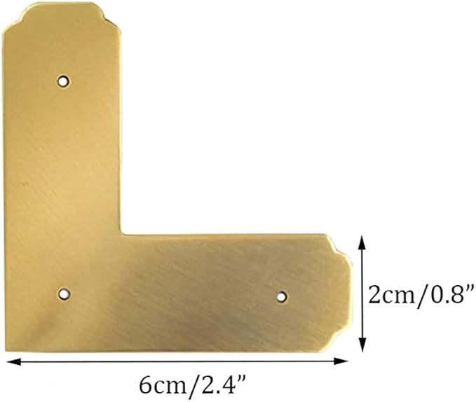 4Pcs Antique Solid Brass Corner Guards L-Shaped Angle Edge Vintage Protectors for Table Chair Cabinet (Brass)