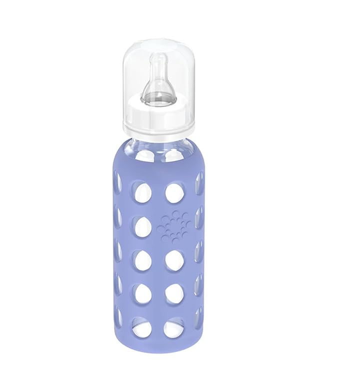 Lifefactory Glass Baby Bottle BPA Free | Protective Silicone Sleeve | 9 oz Pack of 3 | Papaya, Kale, Blueberry