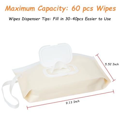 Wipes Dispenser with 4 Pack Portable Baby Wipe Case, Wipe Holder for Baby & Adult, Seposeve Refillable Wipe Container, Keeps Wipes Fresh, Easy Open/Close Wipes Pouch Case, Grey + 4 PureColor