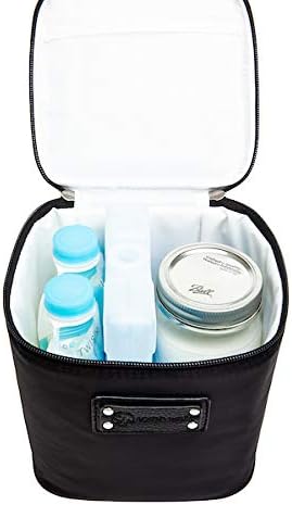 Sarah Wells Cold Gold Breastmilk Cooler Bag with Safety Tested Ice Pack – Insulated Milk Storage for Work, Travel & Daycare – Fits Bottles & Pump Parts – Durable, Washable (Black)