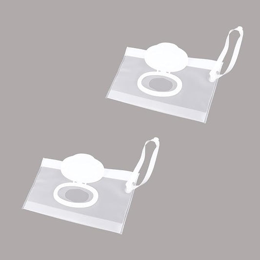 2 Pcs Baby Wipes Dispenser Reusable Wipes Pouch, Baby Wipe Holder Containers Transparent Wipe Carrying Pouches Cases for Travel Outdoor Use