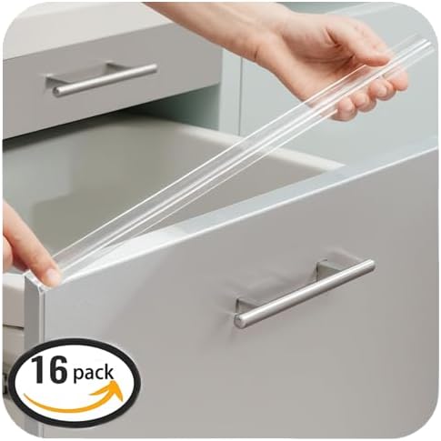 16pcs Cabinet Door Protector, Plastic Edge Protector Trash Drawer Protector Edge Guard, Slip on Protectors for Cabinets– 3/4" Thick, 18" Length, Prevent Wear, Chipping, Discoloration