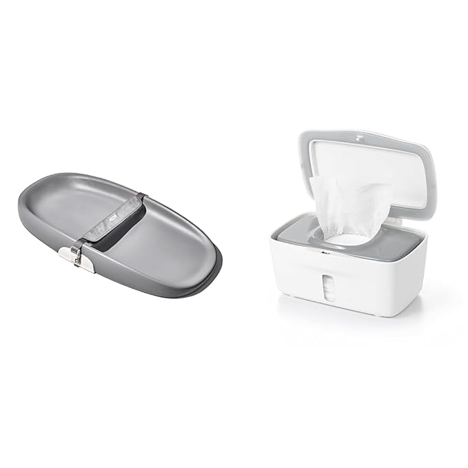 OXO Tot Changing Pad and OXO Tot Perfect Pull Wipes Dispenser, Gray, 1 Count (Pack of 1) Bundle